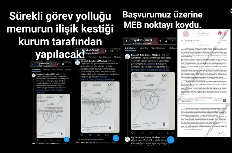 Öğretmenlerin sürekli görev yolluğu ödemesi ilişik kestiği kurum tarafından yapılacak